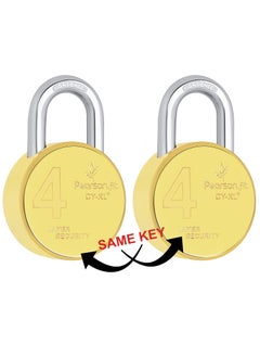 Pearson.fit Pearsonfit 2 Lock 4 Same Keys XL 67mm 4 Layer Brass Finish Padlock for Home Shop Godown Bank 2 Lock 4 Same Keys Model No XL67Brass24  - Image 2