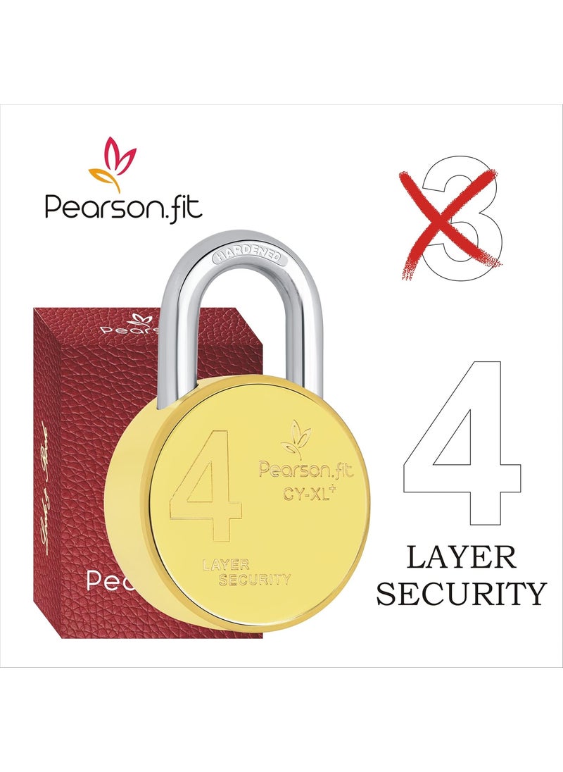 Pearson.fit - Pearsonfit 2 Lock 4 Same Keys XL 67mm 4 Layer Brass Finish Padlock for Home Shop Godown Bank 2 Lock 4 Same Keys Model No XL67Brass24 - Image 1