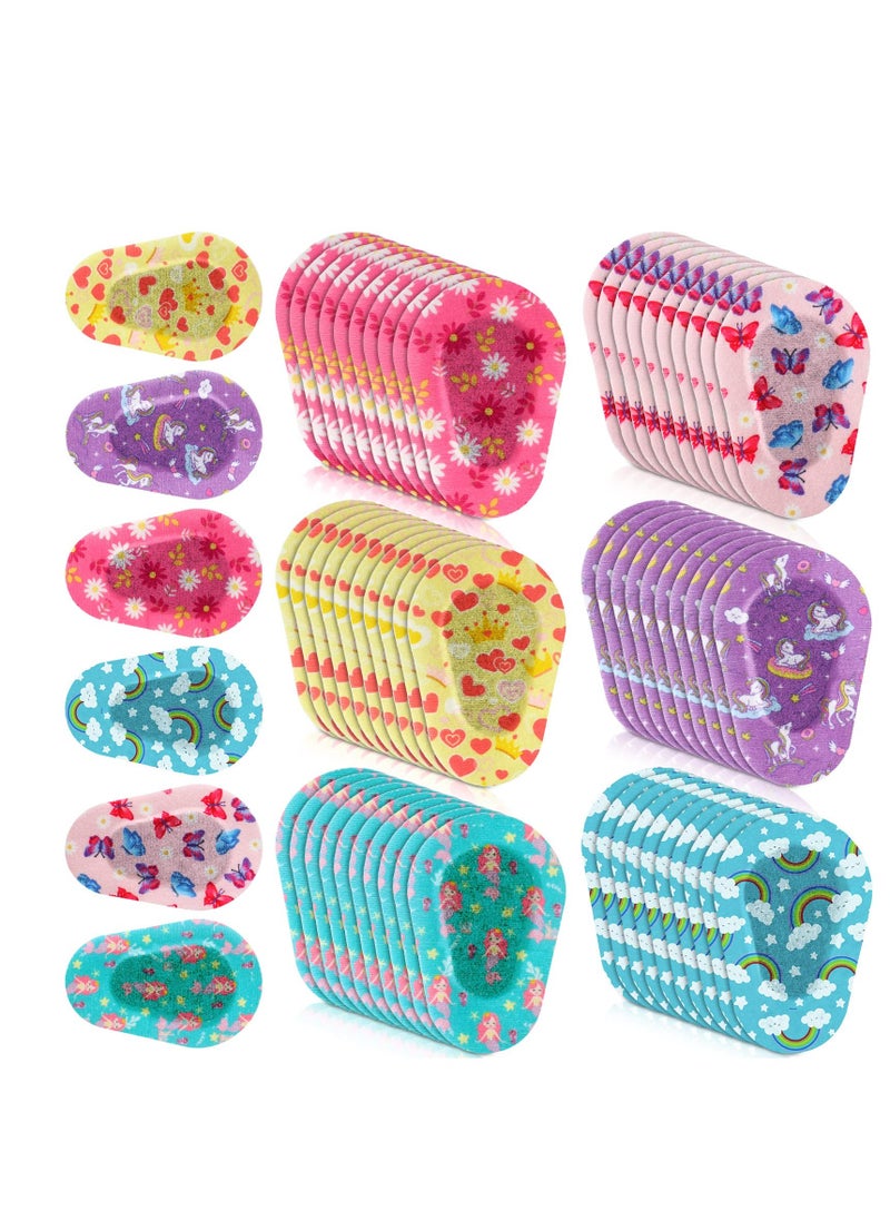 Generic Adhesive Eye Patches, 60 Pcs Kids Girls Eye Patches Toddler, Eye Patches Bulk, Eye Patch Fabric Breathable, Fun Cute Designs Cotton Adhesive Bandages, for Kids Light Blocking 6 Styles  - Image 1