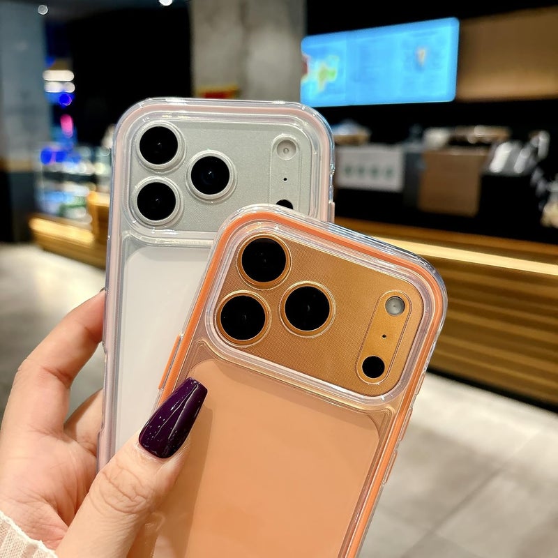 4 زوايا مقاومة للصدمات شفافة مضادة للانزلاق إطار بلون ثابت متوافق مع حافظة iPhone (iPhone 14 Plus، أرجواني) - Image 3