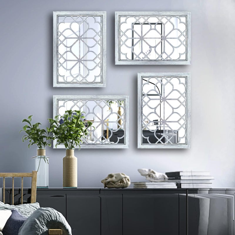 Wocred Set of 2 Rectangular Wall Mirror,Gorgeous Rustic Farmhouse Accent Mirror,Rustic White Color Entry Mirror for Bathroom Renovation,Bedrooms,Living Rooms and More(11”x15”) - Image 5