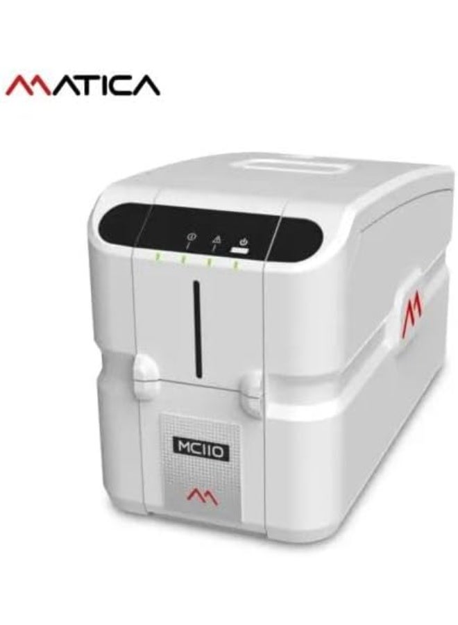 Matica MC110 Dual-Sided ID Card Printer, 300 DPI Resolution, Dye Sublimation/Thermal Transfer, 100-Card Input / 30-Card Output, CR-80 Card Size, USB Connectivity - Image 1
