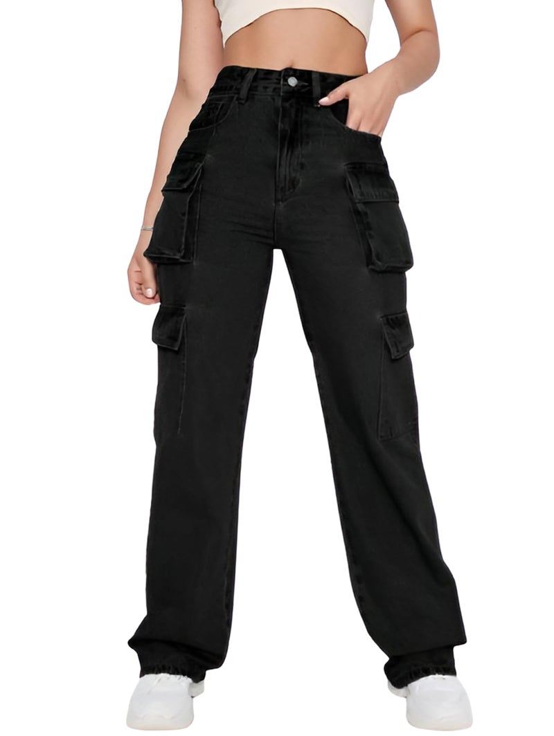 Ben Martin Women High Rise Cargo |Denim Cargo'S Pants || Cargo,S | Oversized-Jeans || Loose Jeans Pant Black 28 - Image 1
