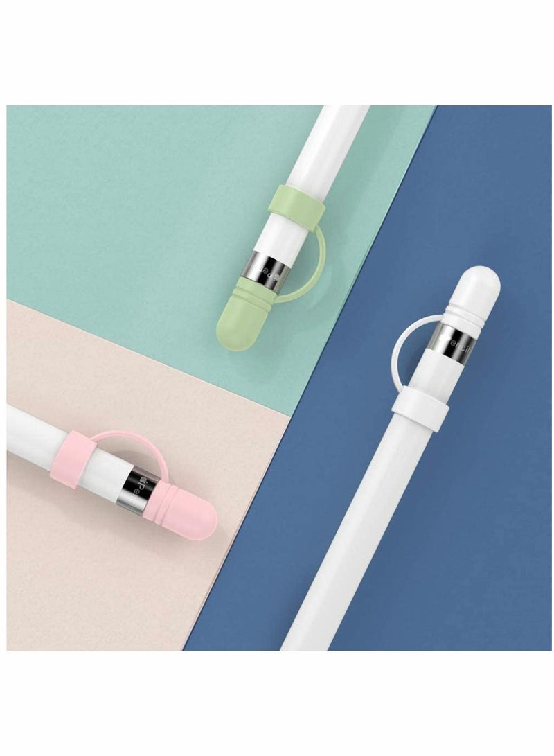 Y&D Cap Cover Replacement For Apple Pencil 1st Generation Holder Anti Lost Strap Silicone Protective Accessories 3 Pack White Pink Green - Image 5