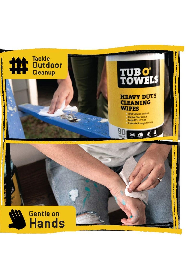 Tub O' Towels Tub O Towels TW90 Heavy-Duty 10" x 12" Size Multi-Surface Cleaning Wipes, 90 Count Per Canister  - Image 5