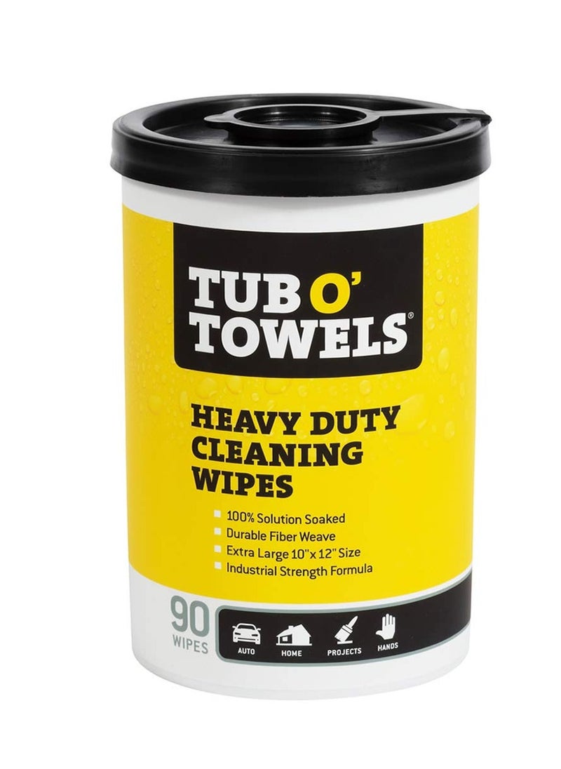 Tub O' Towels Tub O Towels TW90 Heavy-Duty 10" x 12" Size Multi-Surface Cleaning Wipes, 90 Count Per Canister  - Image 1