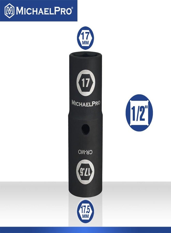 MichaelPro 1/2-inch Drive 17 x 17.5mm Half Size Lug Nut Flip Socket, Thin Wall Impact Grade Chrome-Moly Steel | Removes Damaged, Distorted and Missing Chrome Capped Lug Nuts | MP005054 - Image 3