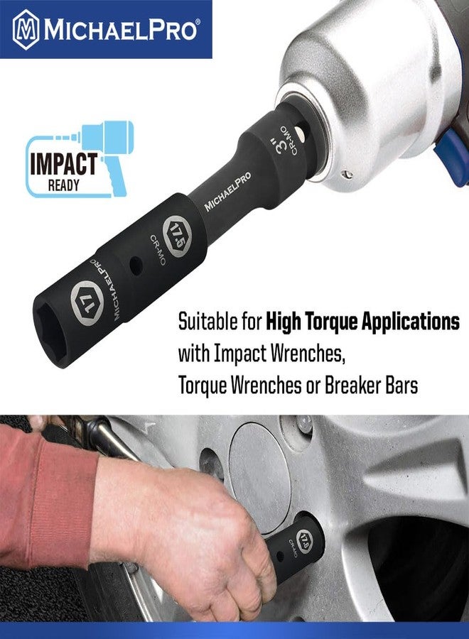 MichaelPro 1/2-inch Drive 17 x 17.5mm Half Size Lug Nut Flip Socket, Thin Wall Impact Grade Chrome-Moly Steel | Removes Damaged, Distorted and Missing Chrome Capped Lug Nuts | MP005054 - Image 5
