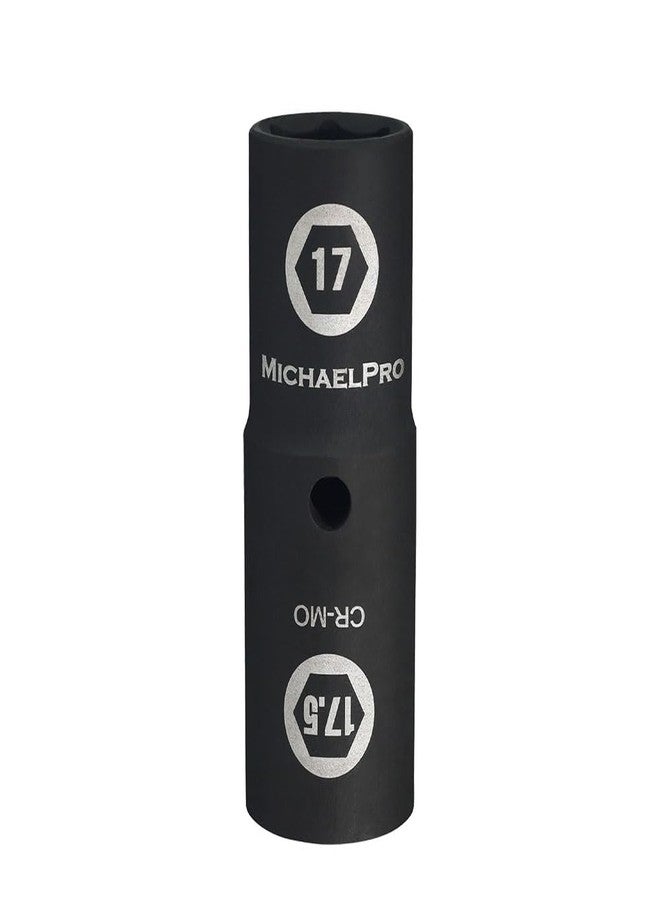 MichaelPro 1/2-inch Drive 17 x 17.5mm Half Size Lug Nut Flip Socket, Thin Wall Impact Grade Chrome-Moly Steel | Removes Damaged, Distorted and Missing Chrome Capped Lug Nuts | MP005054 - Image 1