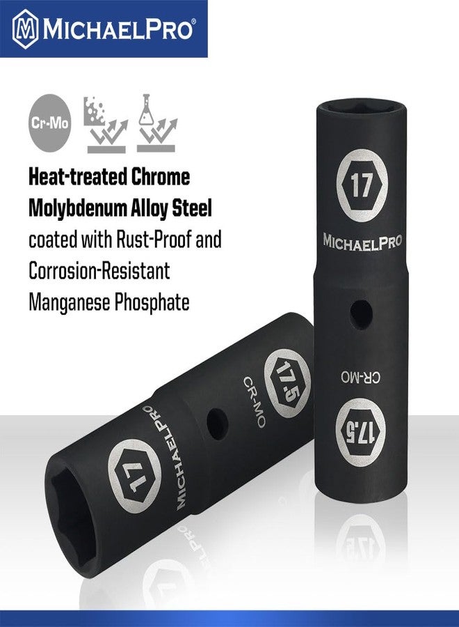 MichaelPro 1/2-inch Drive 17 x 17.5mm Half Size Lug Nut Flip Socket, Thin Wall Impact Grade Chrome-Moly Steel | Removes Damaged, Distorted and Missing Chrome Capped Lug Nuts | MP005054 - Image 4