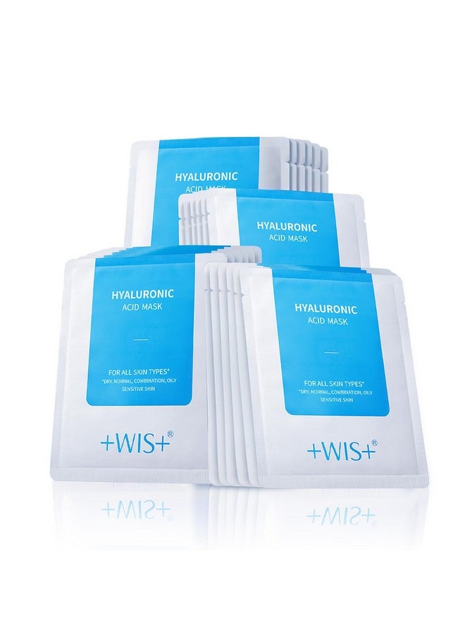 +WIS+ Hyaluronic Acid Face Mask 24 EA with Hyaluronic Acid Serum and Vitamin B5, Hydrating Facial Mask for Dry Skin, Anti-Aging Mask to Plump and Repair Dehydrated Skin, Safe on Sensitive Skin - Image 1