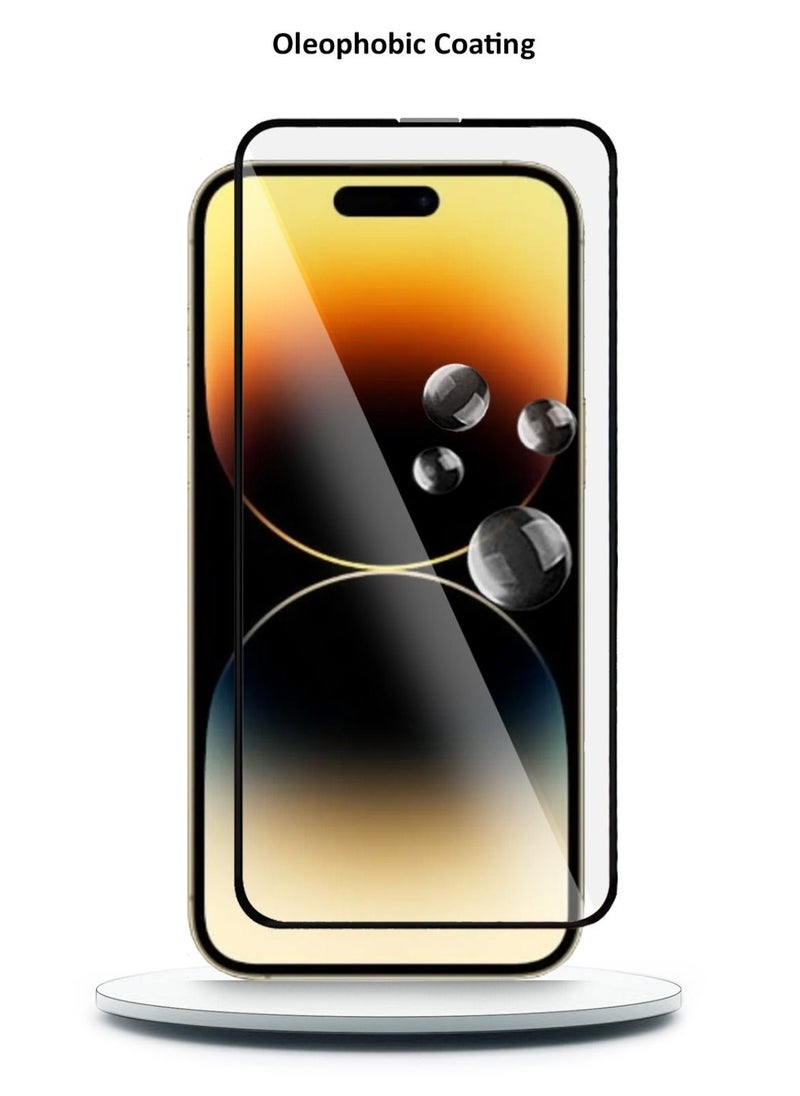 NYORK - واقي شاشة من الزجاج المقوى عالي الجودة مضاد للغبار وملصق بالكامل لهاتف Apple iPhone 14 Pro - شفاف أسود - Image 1
