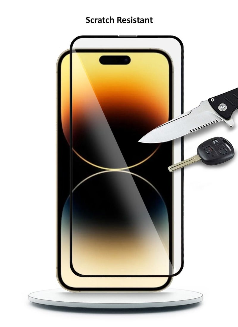 NYORK - واقي شاشة من الزجاج المقوى عالي الجودة مضاد للغبار وملصق بالكامل لهاتف Apple iPhone 14 Pro - شفاف أسود - Image 1