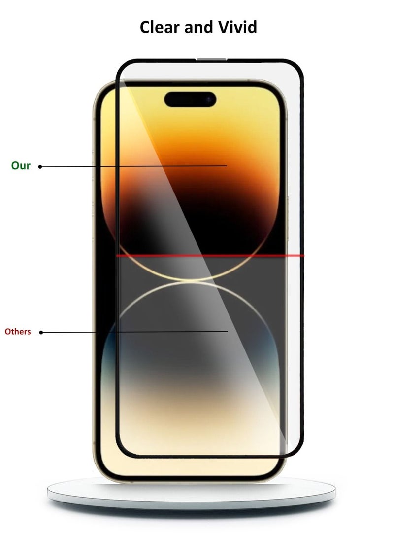 NYORK - واقي شاشة من الزجاج المقوى عالي الجودة مضاد للغبار وملصق بالكامل لهاتف Apple iPhone 14 Pro - شفاف أسود - Image 1
