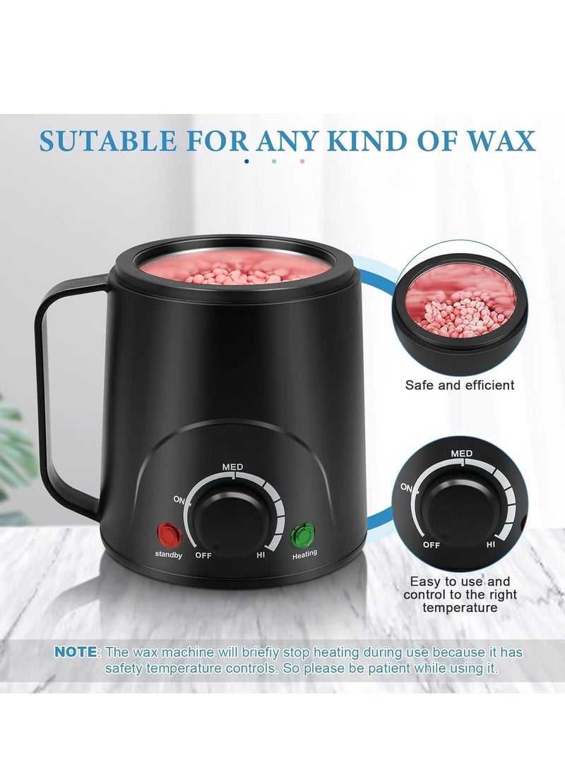 جوي وورلد جهاز تسخين الشمع، طقم شمع صغير لإزالة الشعر، طقم شمع صلب محمول مع خرز شمع صلب سعة 14 أونصة، ماكينة شمع احترافية لجميع أنواع الشعر، شمع الساقين والوجه والإبطين - Image 2
