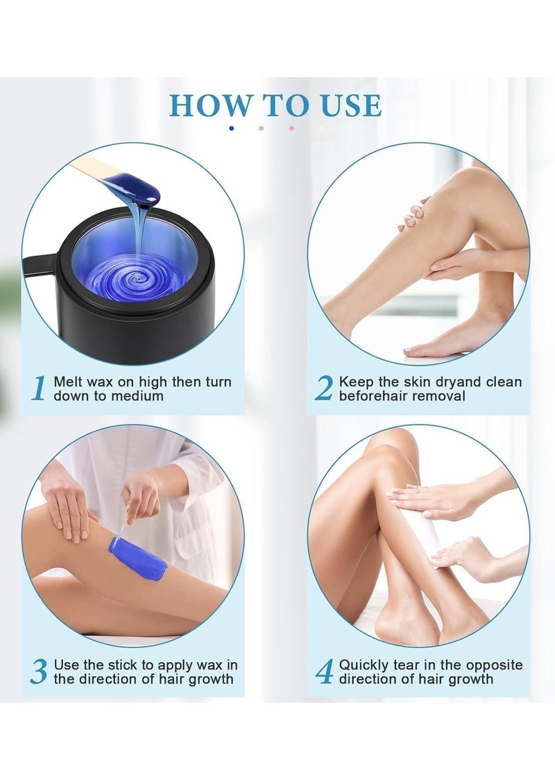 جوي وورلد جهاز تسخين الشمع، طقم شمع صغير لإزالة الشعر، طقم شمع صلب محمول مع خرز شمع صلب سعة 14 أونصة، ماكينة شمع احترافية لجميع أنواع الشعر، شمع الساقين والوجه والإبطين - Image 3