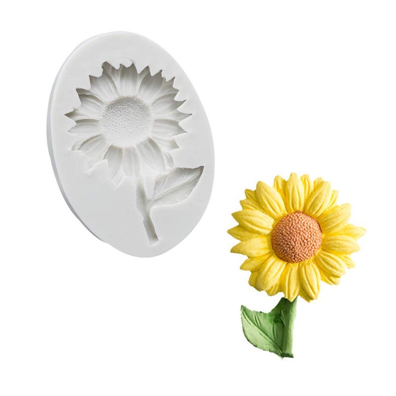 1 Piece Sunflower Cake Fondant Molds, Sun Flower Silicone Chocolate Candy Sugar Craft Gum Paste Mold for Baby Shower Cake Cupcake Decorating Polymer Clay Resin Mould