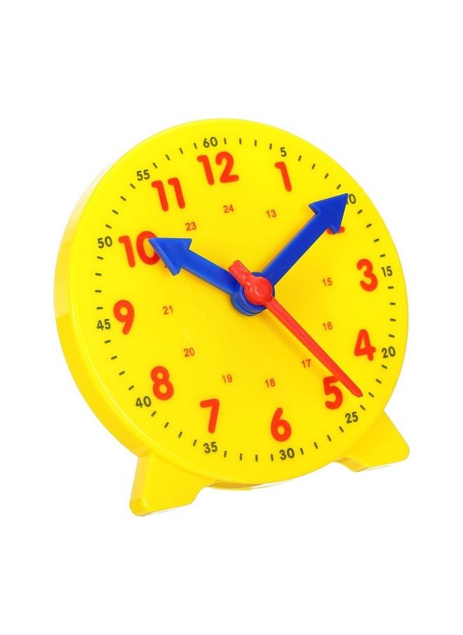PATIKIL - 4 Inch Teaching Clock Learn Clock Learning Tell Time Analog Clock Demonstration Clock 24 Hour 3 Pointers Geared Movement For Classroom Teacher Yellow - Image 1