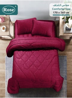 Rose ROSE Luxurious Flory Comforter, Premium Cotton Alternative Microfiber, Set of 4 pieces, Super Soft Cozy Breathable Cooling Lightweight, Extra Twin size 260x170 cm, Burgundy  - Image 3