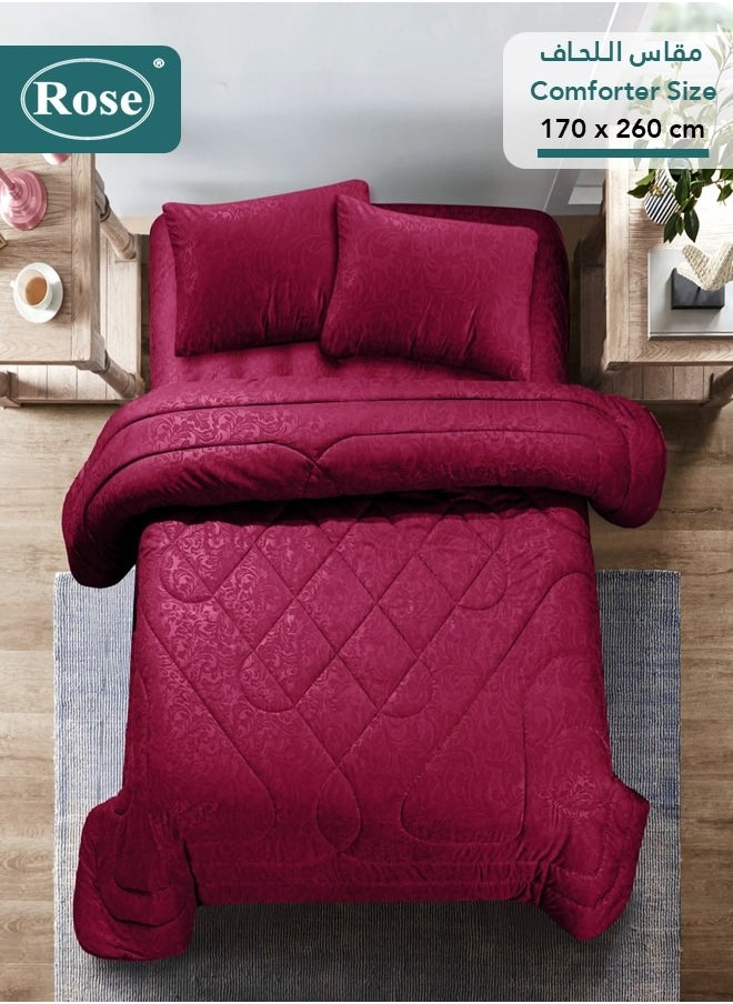 Rose ROSE Luxurious Flory Comforter, Premium Cotton Alternative Microfiber, Set of 4 pieces, Super Soft Cozy Breathable Cooling Lightweight, Extra Twin size 260x170 cm, Burgundy  - Image 3