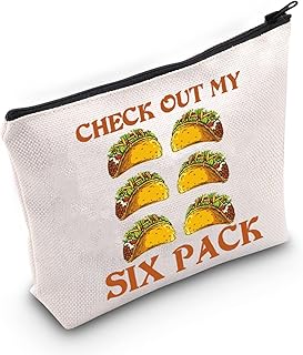 LEVLO Funny Burrito Taco Cosmetic Make Up Bag Taco Lover Gift Check Out My Six Pack Taco Makeup Zipper Pouch Bag For - Image 1