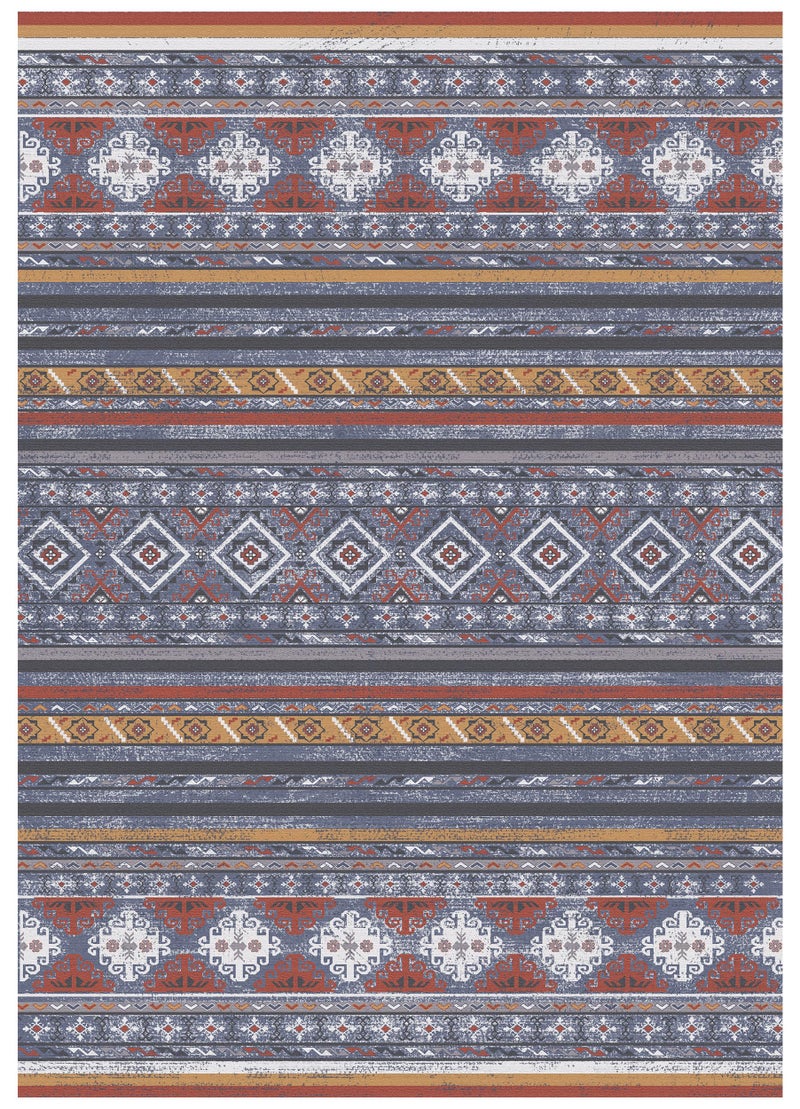 RUGSURE Washable Area Rugs 3' x 5 ' - 1/6 Thick - Moroccan-Inspired -Stain & Water Resistant Non-Slip - Resistant Rug for Living Room, Bedroom, Nursery, Pet & Child Friendly (Blue and Red) - Image 2