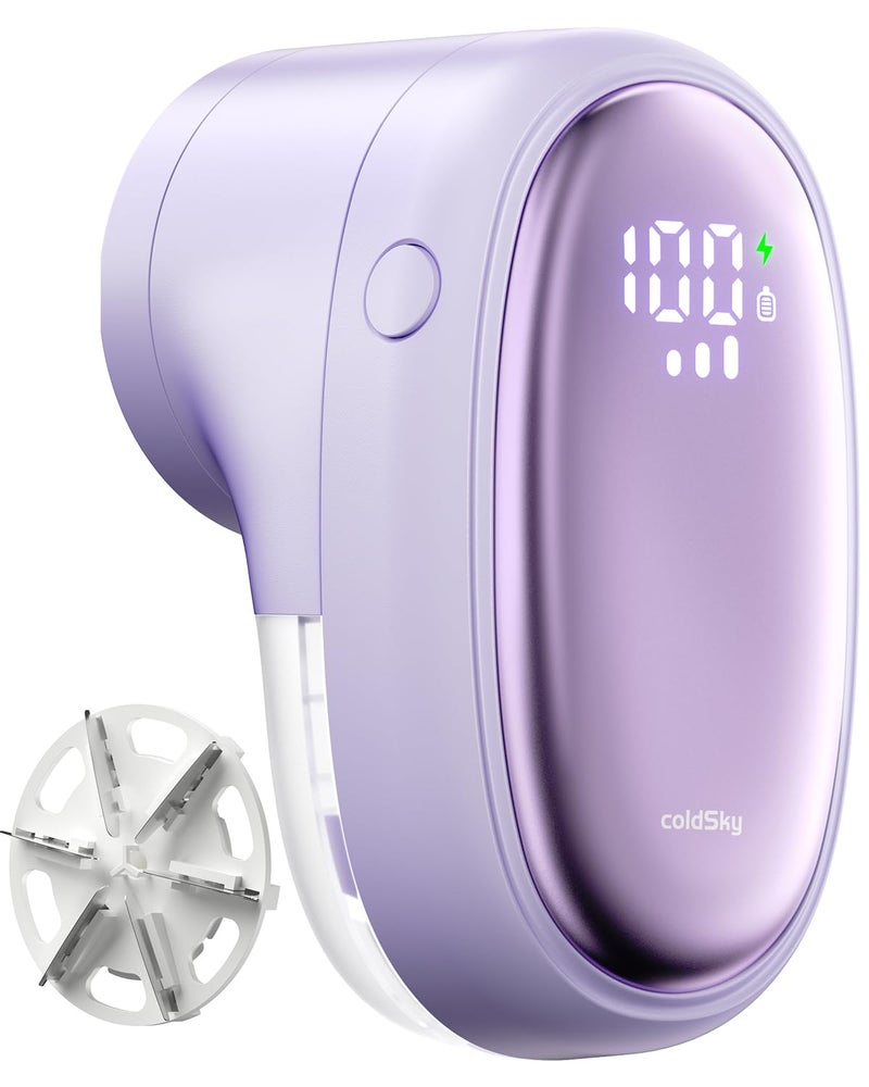 coldSky coldSky Fabric Shaver 1200mAh  Lint Remover Portable Sweater Shaver with   LED Digital Display Stainless Steel 6Leaf Blades Remove Fuzz Lint Bobbles Purple 