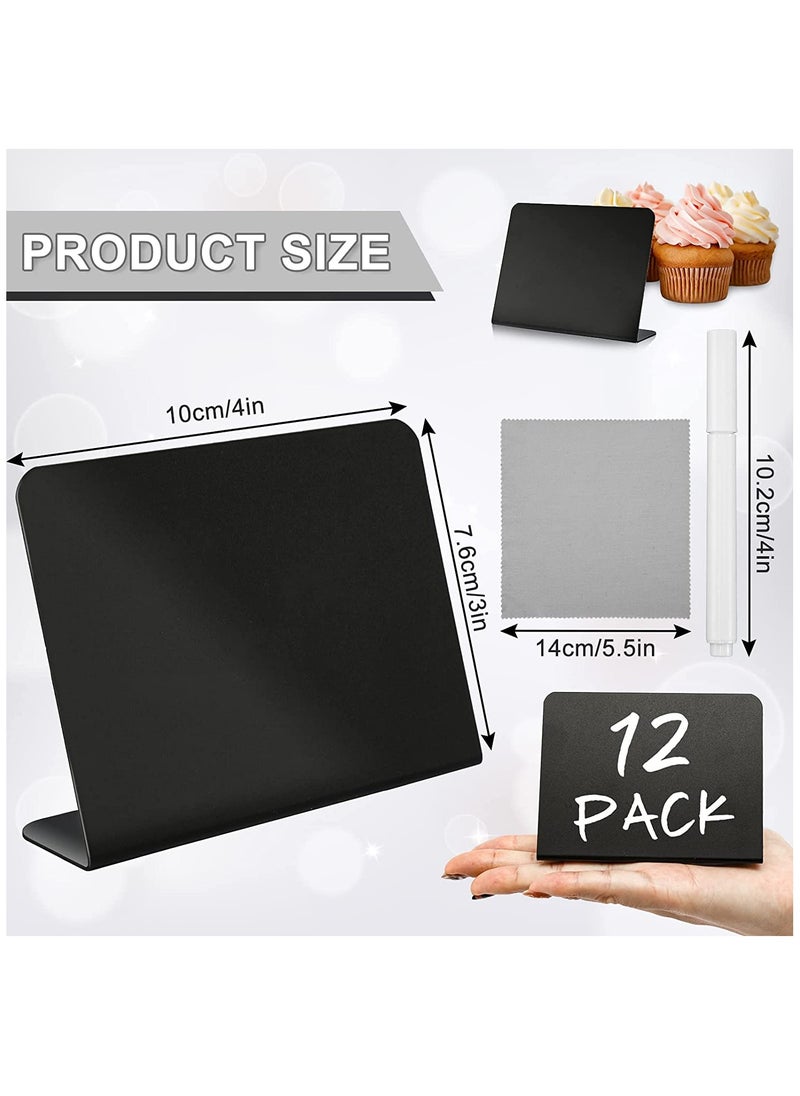 KASTWAVE 12 Pack Mini Chalkboard Signs with 3 Marker Pens and 1 Gray Cleaning Cloth Small Black Chalk Board Signs Erasable Rectangle Chalkboard for School Message Board Sign Wedding Birthday Party  - Image 2