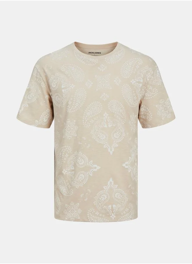 JACK & JONES Paisley Print Crew Neck T-Shirt