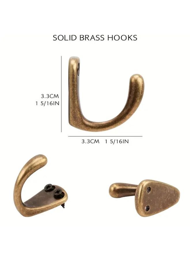 2Pcs Antique Brass Hooks Heavy Duty Vintage Wall Mounted Coat Hat Hanger Organizer - Image 3