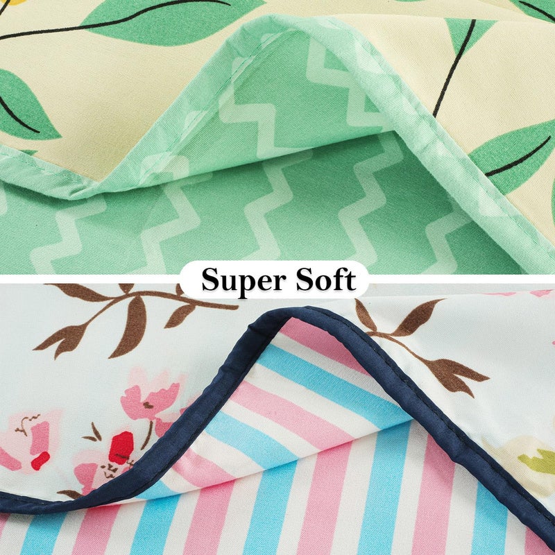 BSB HOME Pure Cotton 120 GSM Reversible Soft Lightweight Printed Single Bed Blanket/AC Dohar/Skin Friendly Dohar- Pack of 2 (152 x 225 cm- White Pink and Green) - Image 4