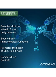 ambrosial Vitamin E 400 Iu Supports Healthy Heart, Skin, Eyes And Anti-Oxidant Health 60 Softgels  - Image 5