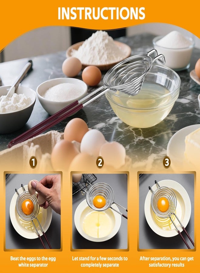 HCFGS Egg Separator,Stainless Steel Egg Yolk White Separation Tool Long Handle Egg White Separator Tool for Baking,Cooking,and Kitchen Essentials - Image 4