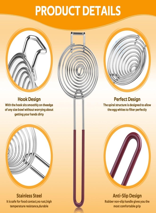 HCFGS Egg Separator,Stainless Steel Egg Yolk White Separation Tool Long Handle Egg White Separator Tool for Baking,Cooking,and Kitchen Essentials - Image 2