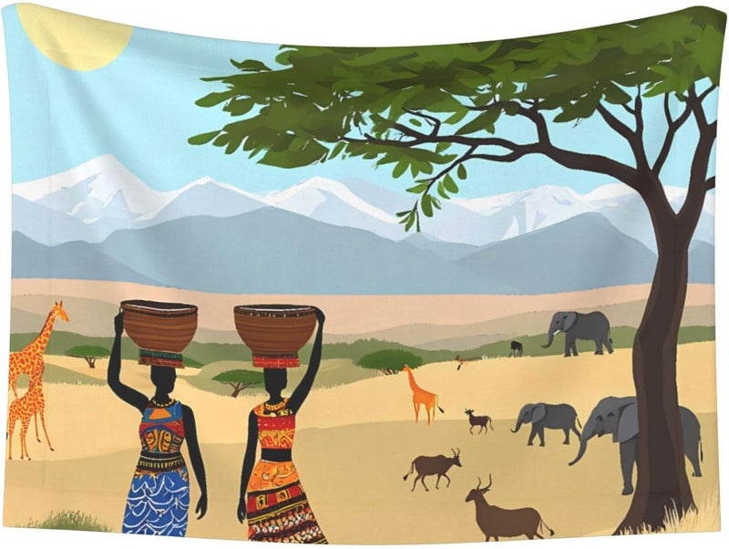 African Women in Mountain Landscape1 Print Dog Blanket Super Soft Pet Blanket (sizename) Velvet Double Sided Blankets Protection Couch for Dog Puppy Cat - Image 1