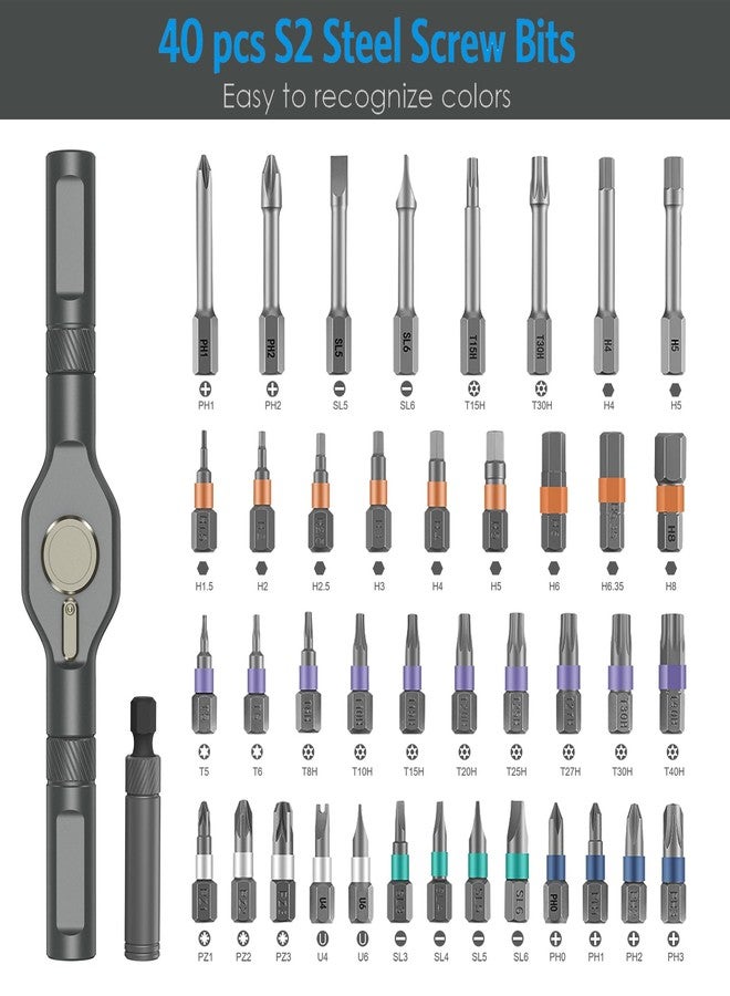 امير مجموعة مفكات براغي AMIR 42 في 1، مجموعة مفكات براغي مغناطيسية مع 40 قطعة متعددة الرؤوس، مجموعة أدوات إصلاح DIY مع مقبض T بسقاطة، مجموعة مفكات براغي للأدوات والدراجات والإصلاح الإلكتروني - Image 5