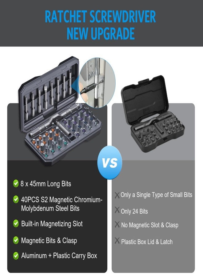 امير مجموعة مفكات براغي AMIR 42 في 1، مجموعة مفكات براغي مغناطيسية مع 40 قطعة متعددة الرؤوس، مجموعة أدوات إصلاح DIY مع مقبض T بسقاطة، مجموعة مفكات براغي للأدوات والدراجات والإصلاح الإلكتروني - Image 2