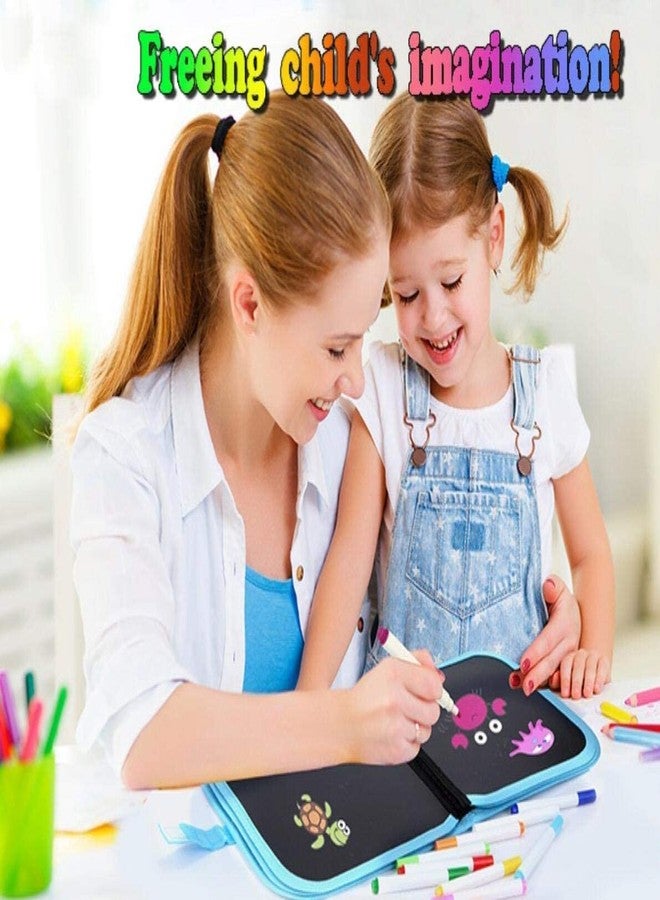 MANOGYAM Polyvinyl Chloride Kids Erasable Doodle Book | Art Book | Drawing Book | Reusable Drawing Pads With 12 Watercolor Pens | Portable Drawing Toy Books Gifts For Kids (Sky Blue) - Image 5