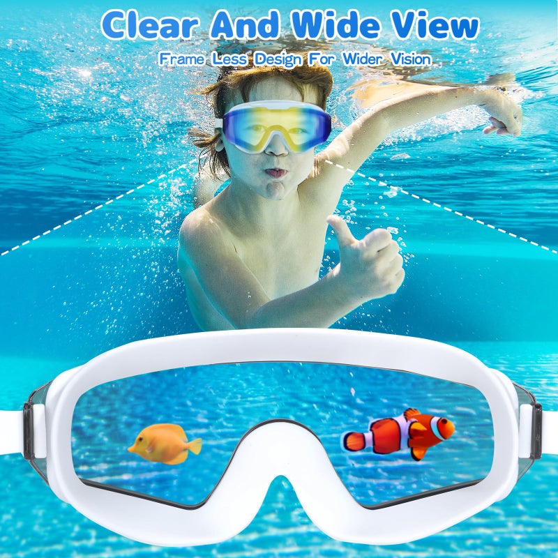 EverSport 2 Pack Kids Swim Goggles Frame Less Design Anti-fog UV Protection Clear Wide Vision No Leak, Water Pool Swimming Goggles for kids 6-14 8-14 8-12 Youth Children Boys Girls - Image 3