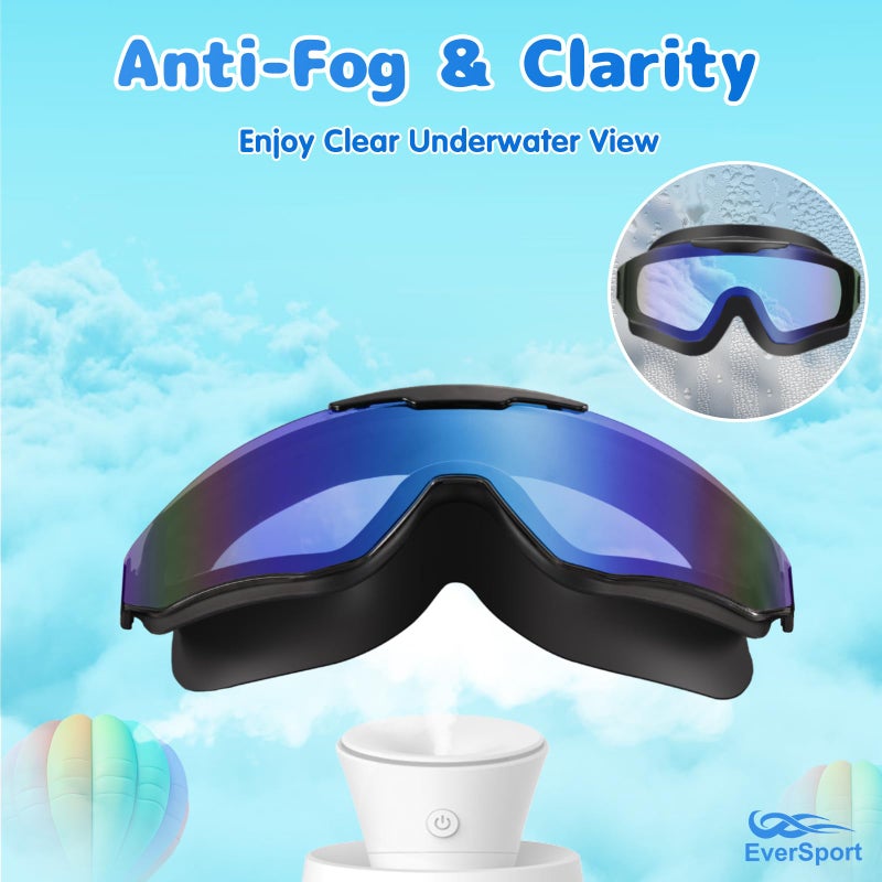 EverSport 2 Pack Kids Swim Goggles Frame Less Design Anti-fog UV Protection Clear Wide Vision No Leak, Water Pool Swimming Goggles for kids 6-14 8-14 8-12 Youth Children Boys Girls - Image 4