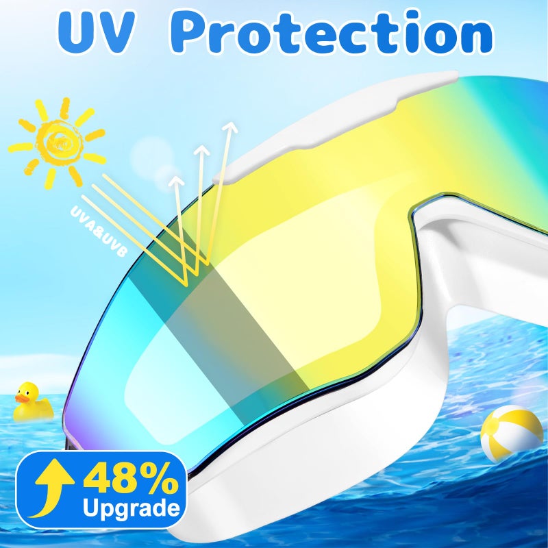EverSport 2 Pack Kids Swim Goggles Frame Less Design Anti-fog UV Protection Clear Wide Vision No Leak, Water Pool Swimming Goggles for kids 6-14 8-14 8-12 Youth Children Boys Girls - Image 5