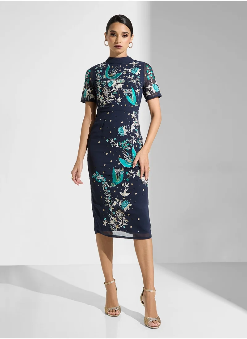 Frock and Frill Embellished Midi Dress