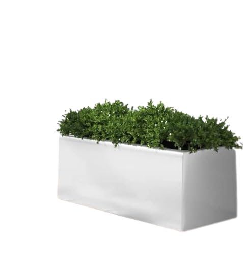 Lavish Craft Plant Store Modern Rectangle Planter Box - 20" Metal Planter Ideal for Long Succulents | Rectangular Table or Window Sill Planters for Indoor Use (White) - Image 1