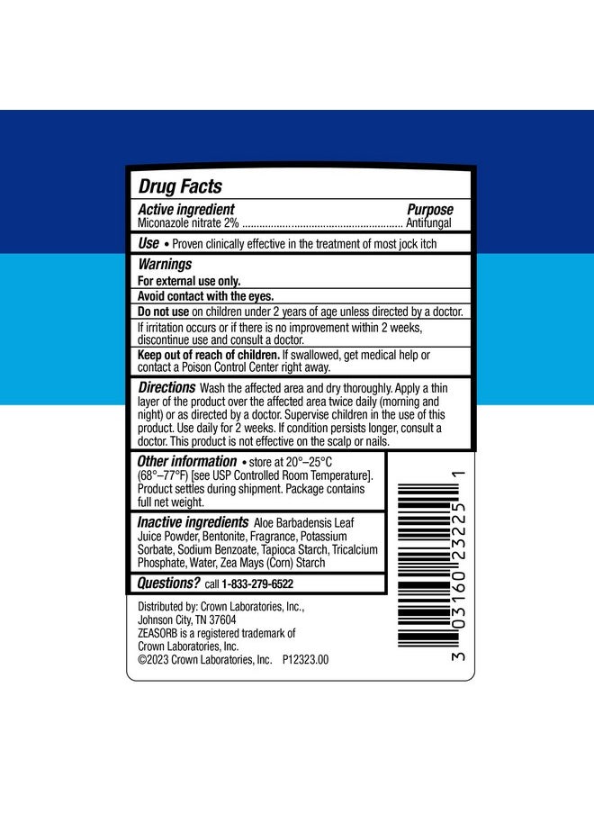 Zeasorb - Super Absorbent Antifungal Treatment Powder For Jock Itch, Dermatologist Recommended, Attacks & Absorbs Moisture, Patented Odor Control Technology, With Bentonite Clay And Aloe, 2.5 Oz Bottle - Image 1