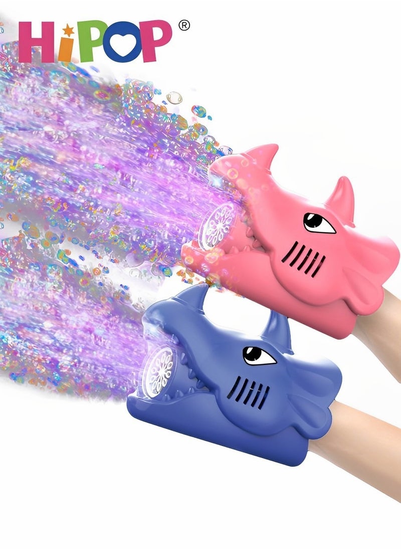 HIPOP Dinosaur Bubble Maker Two Pack, Bubble Machine With Manual, Outdoor Toys, Blue And Pink, Dinosaur Toys Gifts for Boys And Girls  - Image 1