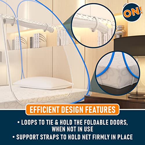 KOLAR Supreme On Single Bed Mosquito Net, Single Bed [4 Feet X 6 Feet] Premium Machardani with 30 Pair of Stars, Strong and Durable, 30 GSM, Tent Type, Foldable, Corrosion Resistant (Single Bed, Blue) - Image 5