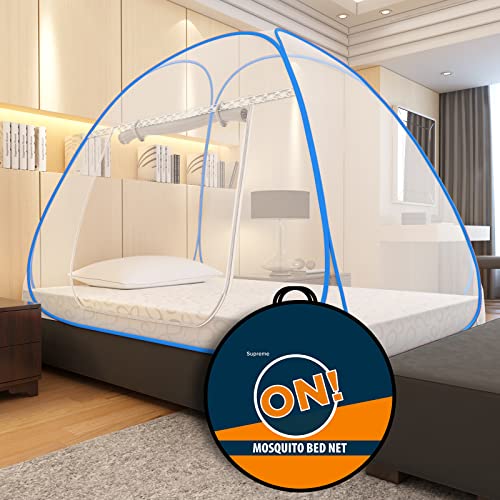 KOLAR Supreme On Single Bed Mosquito Net, Single Bed [4 Feet X 6 Feet] Premium Machardani with 30 Pair of Stars, Strong and Durable, 30 GSM, Tent Type, Foldable, Corrosion Resistant (Single Bed, Blue) - Image 2
