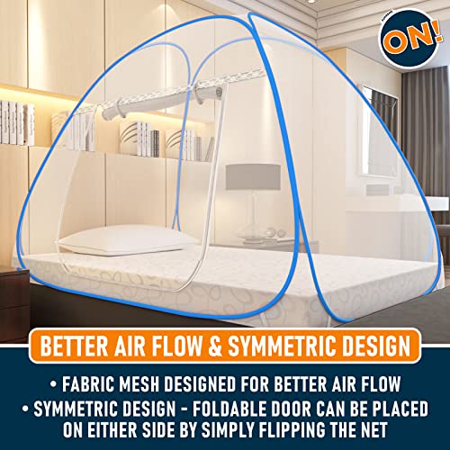 KOLAR Supreme On Single Bed Mosquito Net, Single Bed [4 Feet X 6 Feet] Premium Machardani with 30 Pair of Stars, Strong and Durable, 30 GSM, Tent Type, Foldable, Corrosion Resistant (Single Bed, Blue) - Image 4