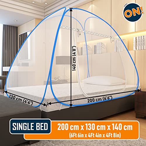 KOLAR Supreme On Single Bed Mosquito Net, Single Bed [4 Feet X 6 Feet] Premium Machardani with 30 Pair of Stars, Strong and Durable, 30 GSM, Tent Type, Foldable, Corrosion Resistant (Single Bed, Blue) - Image 3
