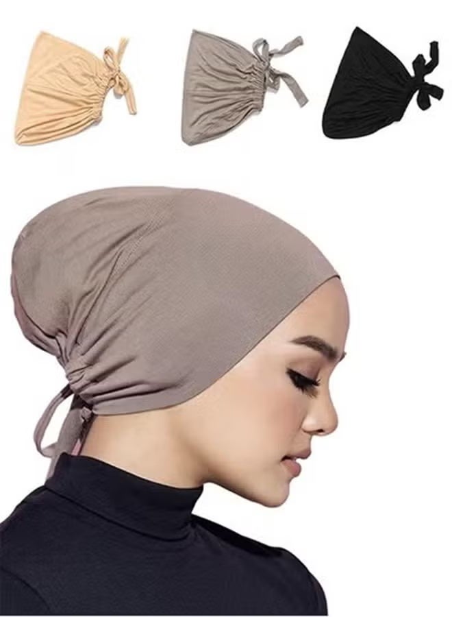 XUN Inner Hijab Cap 3PCS Adjustable Muslim Women's Underscarf - Image 1